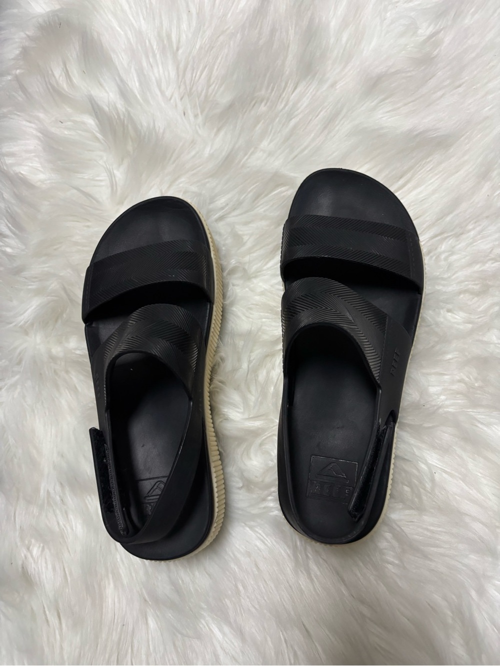 Black Women’s Slide Sandals with Strapped Upper